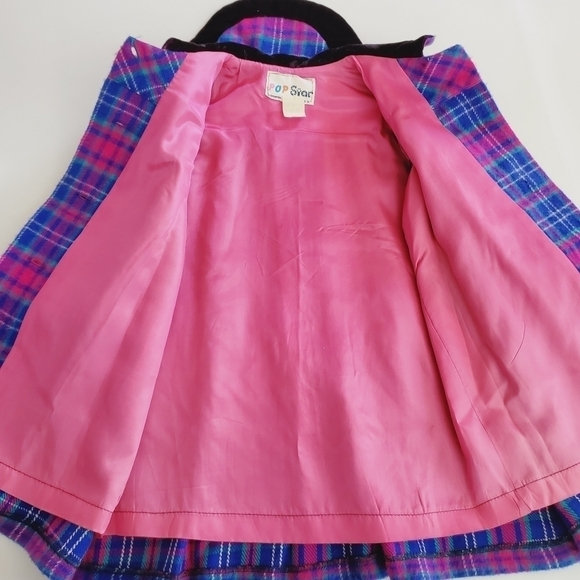 BK01 * Pop Star Girls Wool Blend Coat Blue Pink Size 1-2 Vintage - Picture 5 of 7